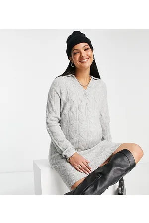 ASOS ASOS DESIGN Maternity - Vestito corto in maglia a trecce con colletto aperto