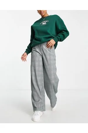 Urban Revivo Pantaloni a quadri verdi a fondo ampio