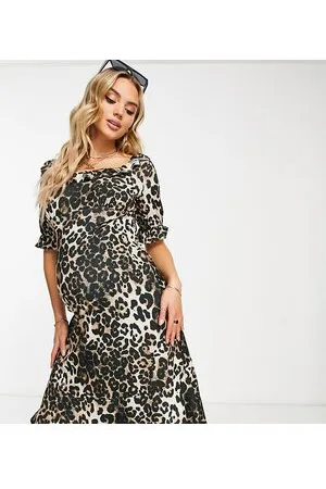 River Island Vestito midi grembiule leopardato