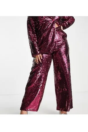 Extro & Vert Plus Pantaloni dritti vivo con paillettes in coordinato