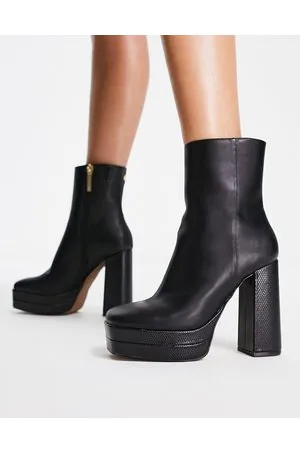 River Island Stivali con tacco neri con doppio plateau