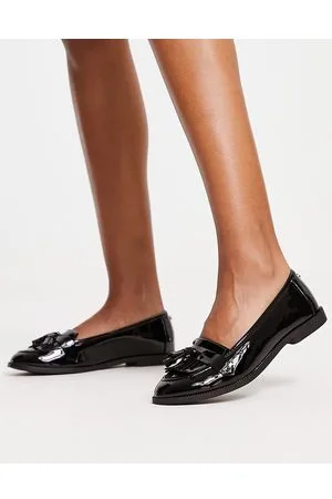 New Look Mocassini neri lucidi con nappe