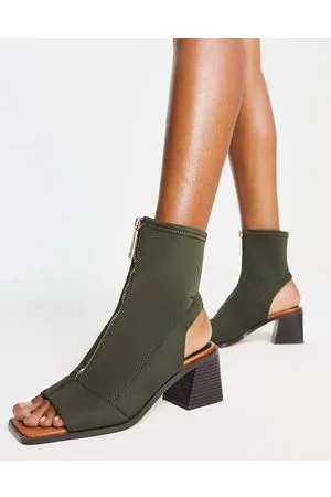 River Island Stivaletti a calza kaki modello aperto con tacco