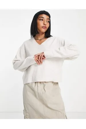 Weekday Ellen - Maglione crema con scollo a V
