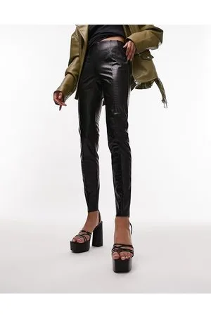 Topshop Leggings in pelle sintetica neri coccodrillo