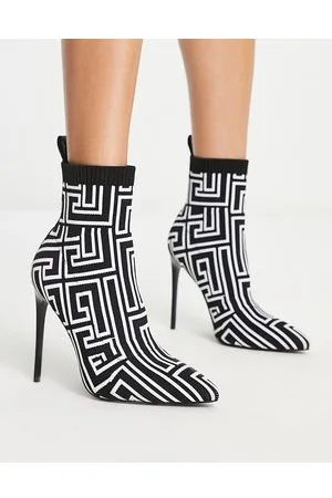 SIMMI Shoes Simmi London - Anusha - Stivali a calza con tacco a spillo e stampa monocromatica
