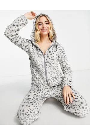 Loungeable Tuta intera con orecchie leopardo delle nevi