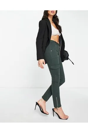 ASOS Pantaloni biker cargo skinny verdi con zip