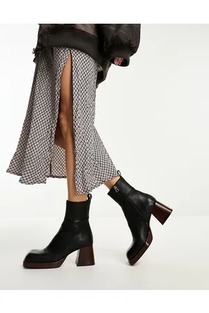 ASOS Rhodes - Stivaletti alla caviglia con plateau in pelle premium neri