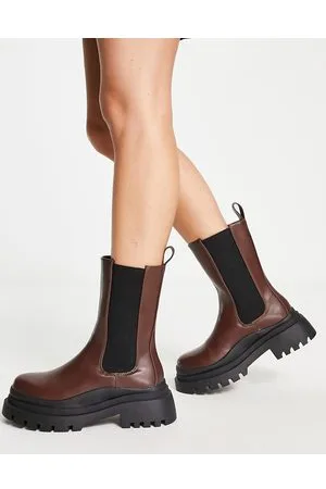 Missguided Stivaletti alla caviglia cioccolato con suola spessa ondulata