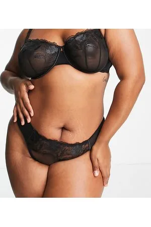 ASOS ASOS DESIGN Curve - Nina - Perizoma trasparente in pizzo con bordi a festoncino