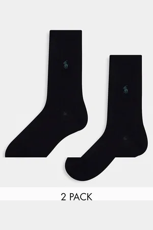 Ralph Lauren Confezione da 2 paia di calzini in cotone egiziano a coste neri
