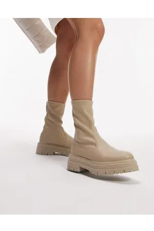 Topshop Kasper - Stivali a calza color cammello con suola spessa