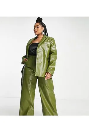 Extro & Vert Plus Blazer oversize in pelle sintetica scuro in coordinato