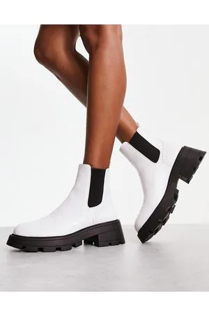 Topshop Bella - Stivaletti Chelsea bianchi con suola spessa