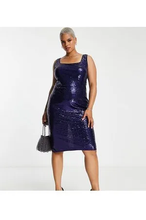 In The Style Esclusiva - Vestito midi con scollo squadrato in paillettes