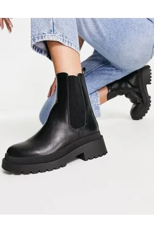New Look Stivaletti Chelsea alti alla caviglia neri bassi con suola spessa