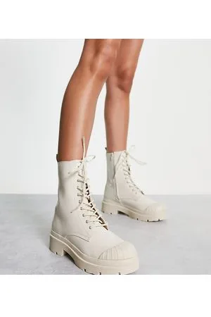Public Desire Counter - Stivaletti stringati a pianta larga con suola spessa crema