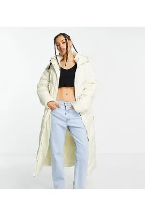 Missguided Piumino lungo écru con motivo spigato