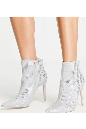 Public Desire Verona - Stivaletti con tacco a pianta larga arricciati con strass