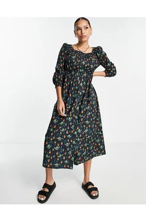 Whistles Vestito midi con stampa autunnale