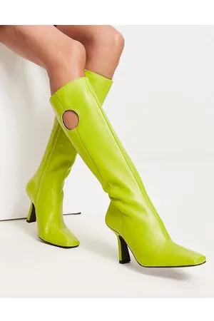 ASOS Cassie - Stivali al ginocchio in pelle premium con tacco alto
