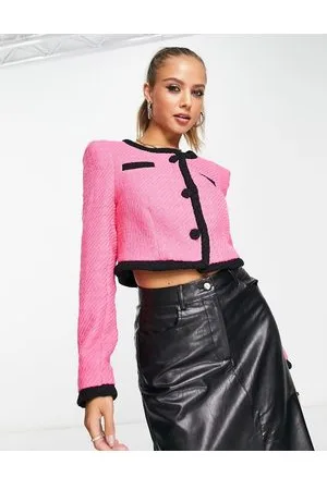 River Island Blazer corto senza colletto acceso