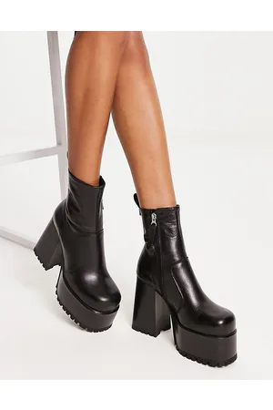 ASOS Erika - Stivali neri in pelle premium con plateau