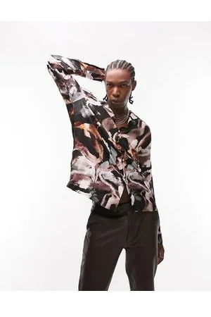 Topman Camicia a maniche lunghe in viscosa con colletto a rever e stampa