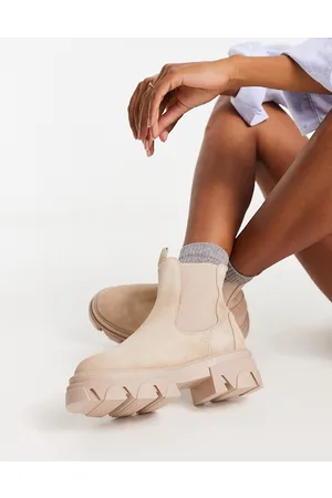 Aldo Bigtrek - Stivaletti bassi in pelle beige con suola spessa