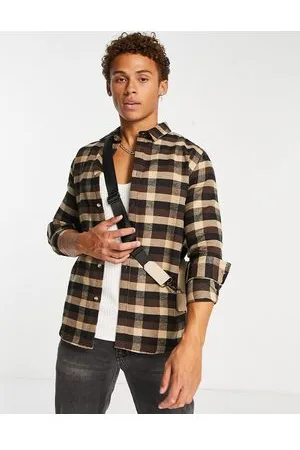 Le Breve Camicia a quadri marroni ed écru