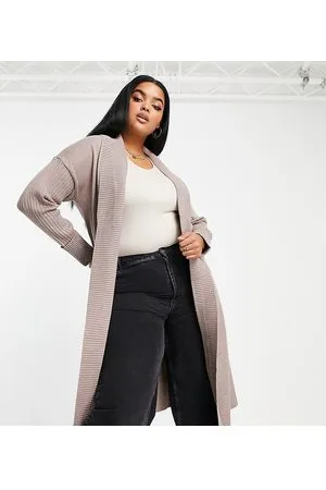 River Island Cardigan lungo beige a coste