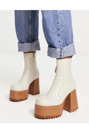 ASOS Erika - Stivaletti premium in pelle sporco con plateau