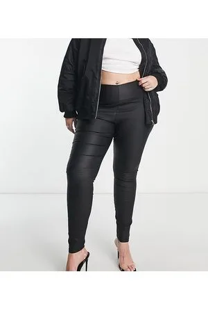 VILA Leggings spalmati neri con zip sul retro