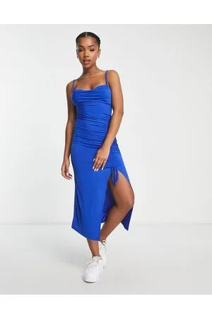 New Look Vestito midi blu arricciato