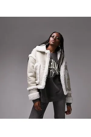 Topshop Cappotto corto in montone sintetico