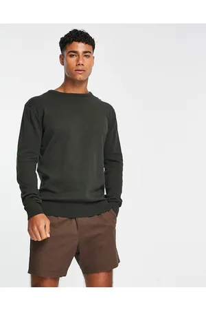 Brave Soul Maglione girocollo in cotone misto kaki