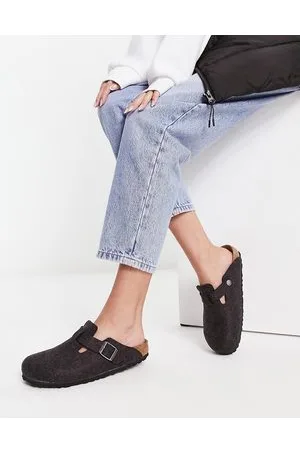 Birkenstock Boston - Sabot in lana grigia