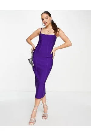 Band of Stars Premium - Vestito midi a fascia con scollo squadrato e spalline