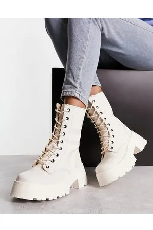 ASOS Albany - Stivaletti stringati con suola spessa bianco sporco