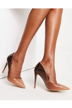 Aldo Stessy - Scarpe décolleté con tacco color cuoio e misto effetto pelle di serpente