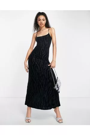 Naked Wardrobe Vestito lungo tigrato in tessuto dévoré con fascette sottili sul retro