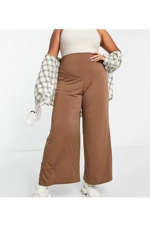 New Look New Look Curve - Pantaloni con fondo ampio marroni