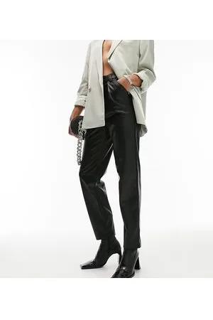 Topshop Pantaloni a vita alta in pelle sintetica neri