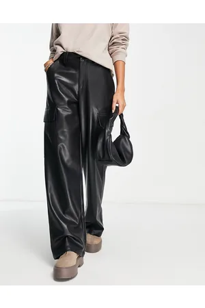 ASOS Pantaloni cargo in pelle sintetica neri