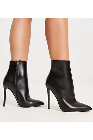 ASOS Wide Fit - Emerald - Stivaletti a calza con tacco alto neri a pianta larga
