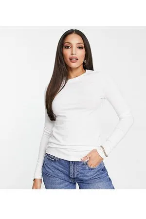 ASOS ASOS DESIGN Tall - Maglietta slim a maniche lunghe in cotone bianca - WHITE
