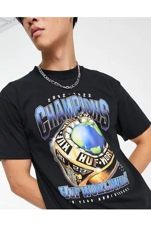 Huf T-shirt nera con scritta "Champions"