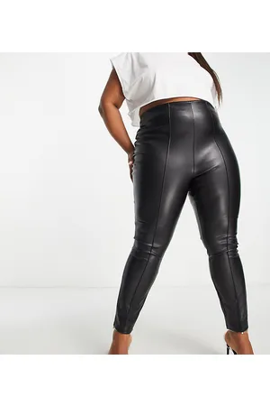 ASOS ASOS DESIGN Curve - Pantaloni a sigaretta elasticizzati in pelle sintetica neri