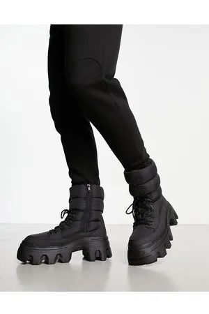 ASOS Stivaletti imbottiti in nylon neri con suola spessa